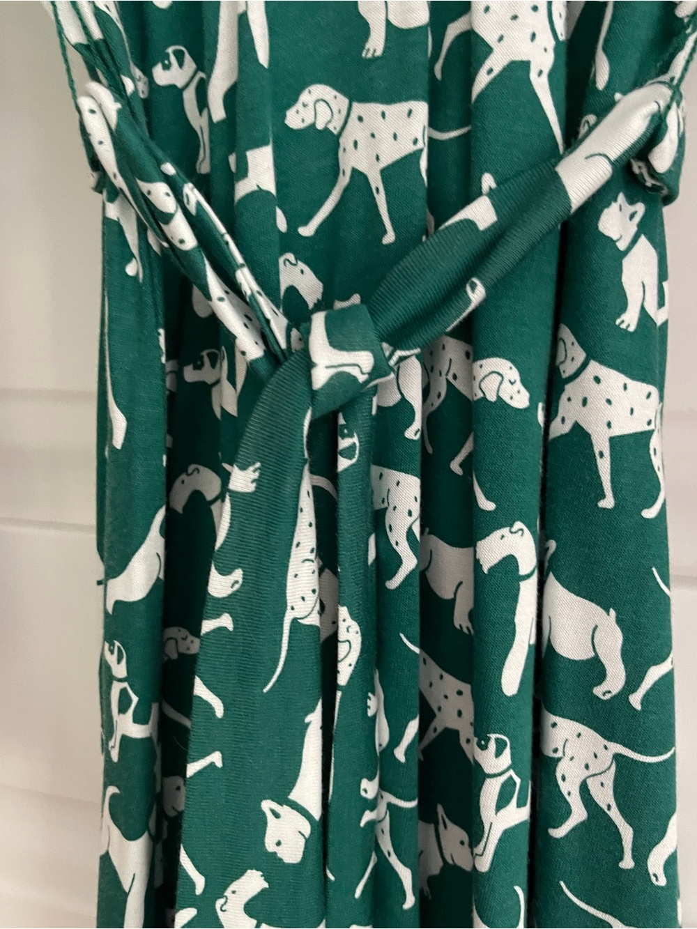 Boden Kelly Green Collared Imogen Dog Dress, Jersey Fabric, tie waist, midi - Picture 5 of 9